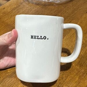 Rae Dunn Cream Mug with 'HELLO' Text